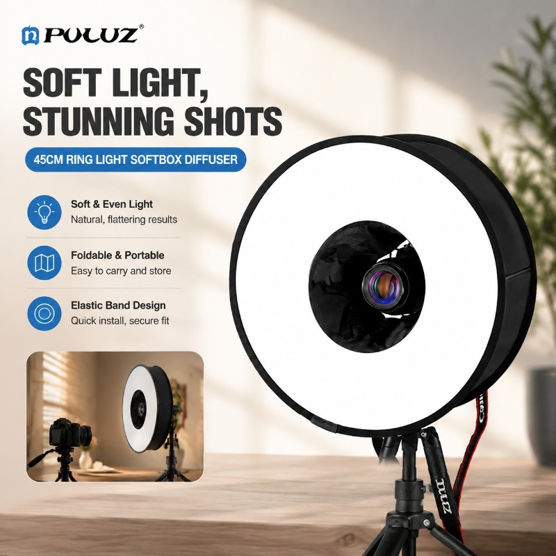 Photography Lighting Type - Foldable 45cm Ring‑flash Soft‑cloth Universal‑type Softbox