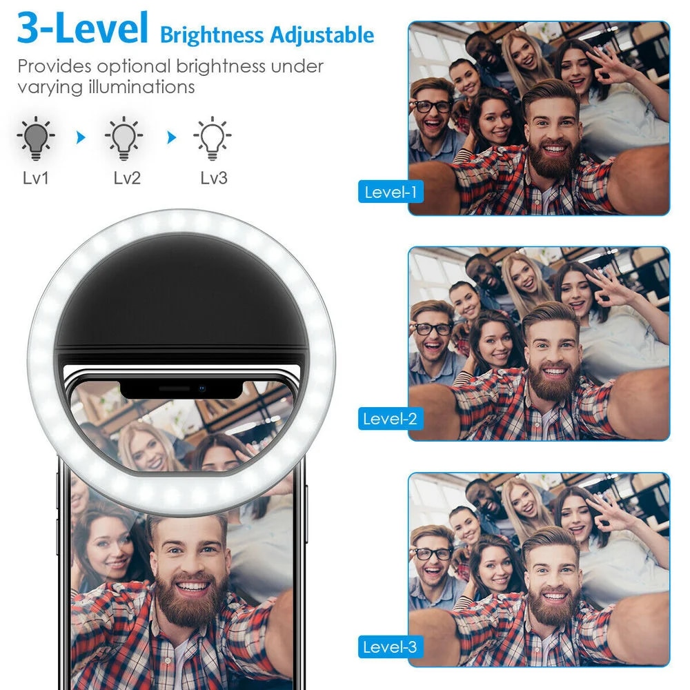 USB Rechargeable LED Selfie Ri - Photography Lighting Equipment 评论和价格