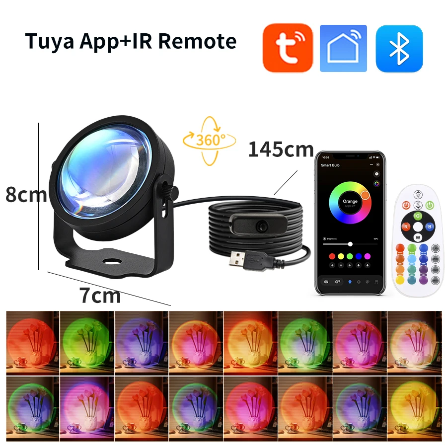 Smart Sunset Lamp Tuya USB Sun - Photography Lighting Setup 评论和价格