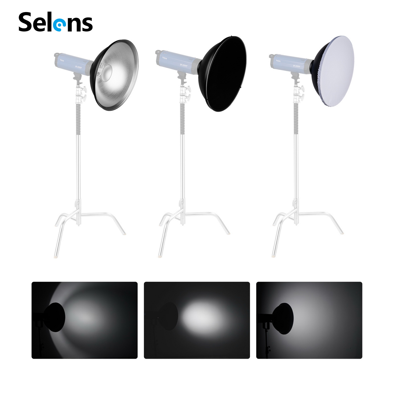 Selens 55cm Silver/White Inter - Photography Lighting Beauty Dish 评论和价格