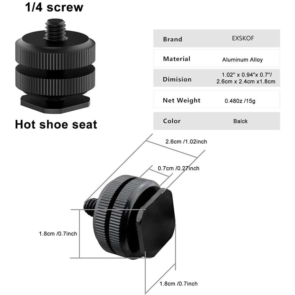 Aluminum Alloy Hot Shoe to 1/4 - Photography Lighting Set Up 评论和价格